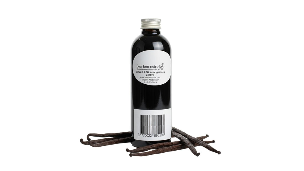 Extrait de vanille 200 avec graines Bourbon Noire® - Flacon 250 ml