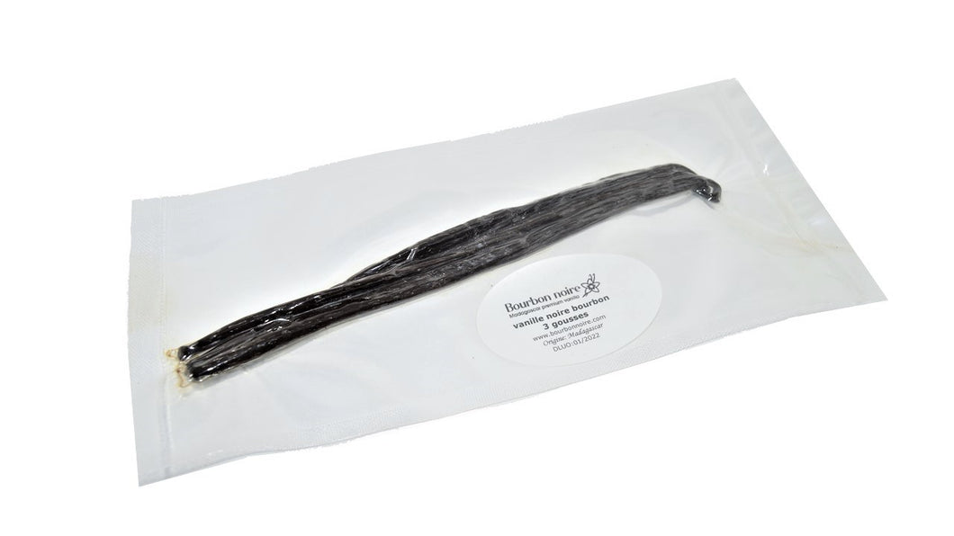 Gousses de vanille Bourbon Noire® - Recharge sous vide 03 gousses